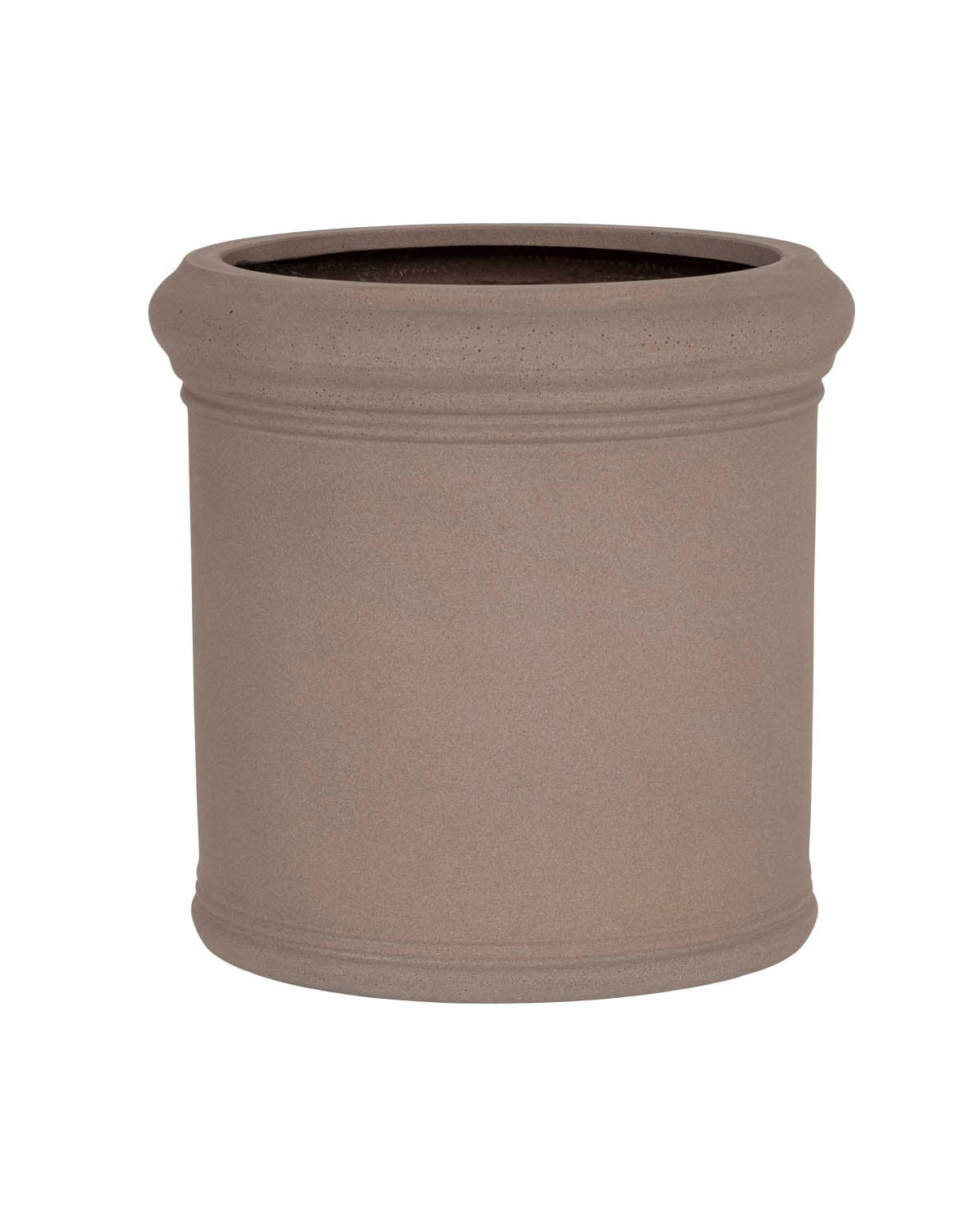Brown cylindrical pot on a white background