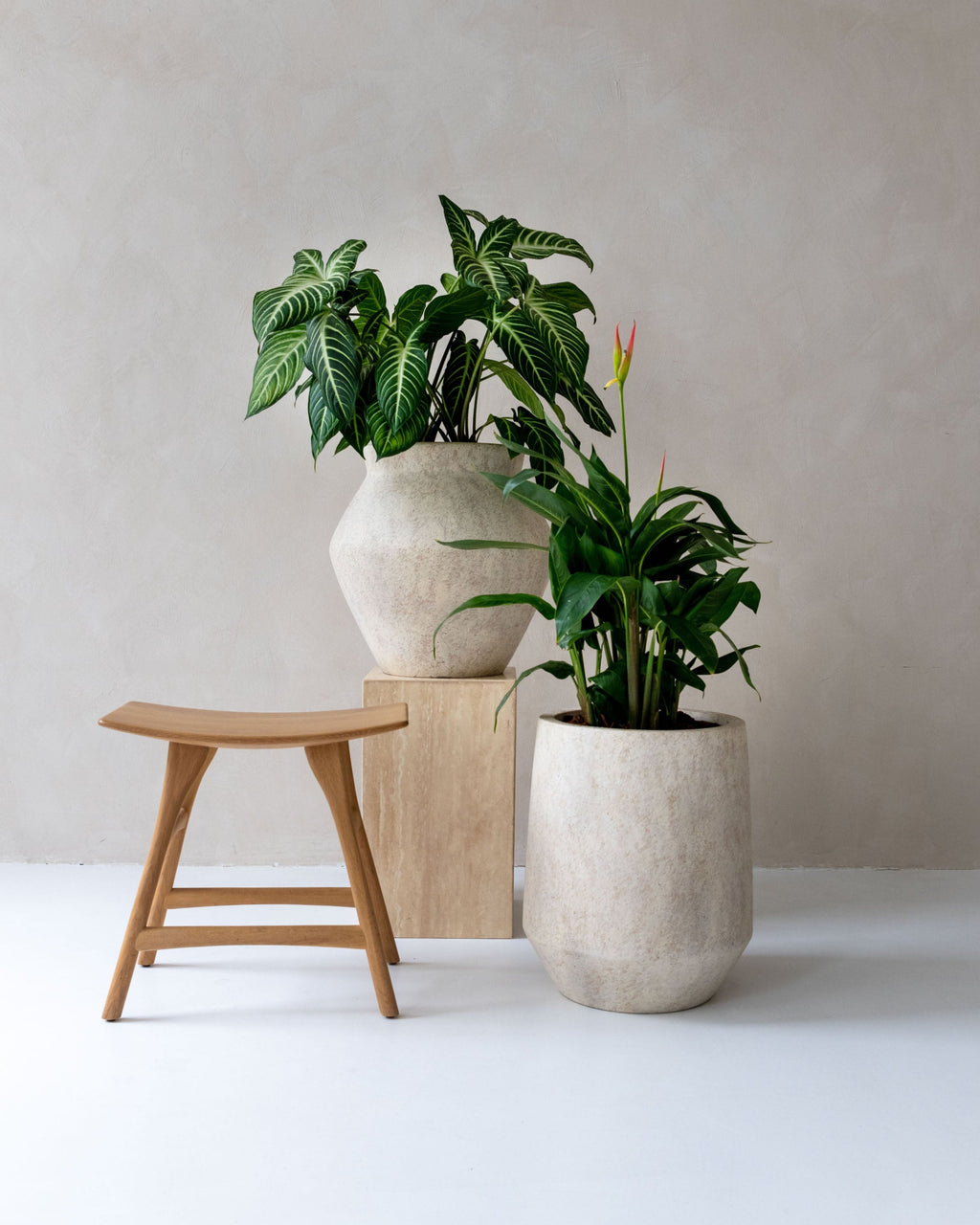 Travertine Tall Harith Planter